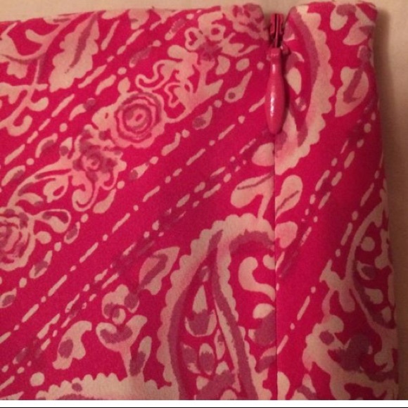 Ann Taylor Silk Lined Skirt Coral lavender highlights - Picture 4 of 6